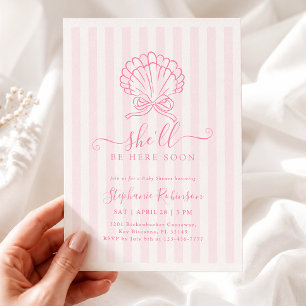 Handgezeichnete rosa Muschel-Baby-Shower-Einladung Einladung