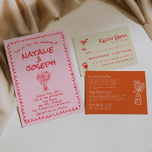 Handgezeichnete rosa rote Retro-unique quirky Hoch