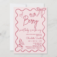 Handgezeichnete Rosa Strawberry Babydusche