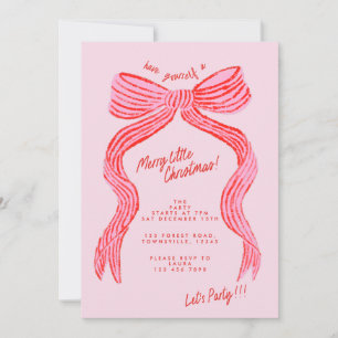 Handgezeichnete rosa und rote Schleife Weihnachtsf Einladung