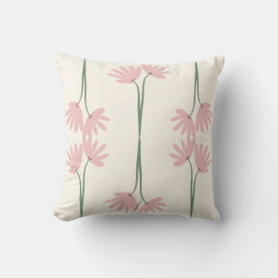 Handgezeichnete rosa wilde Blumen Creme Kissen