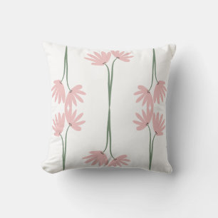 Handgezeichnete rosa wilde Blumen weiß Kissen