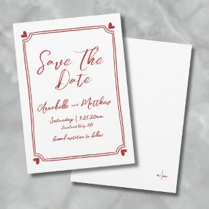 Handgezeichnete rote Hochzeit Save The Date