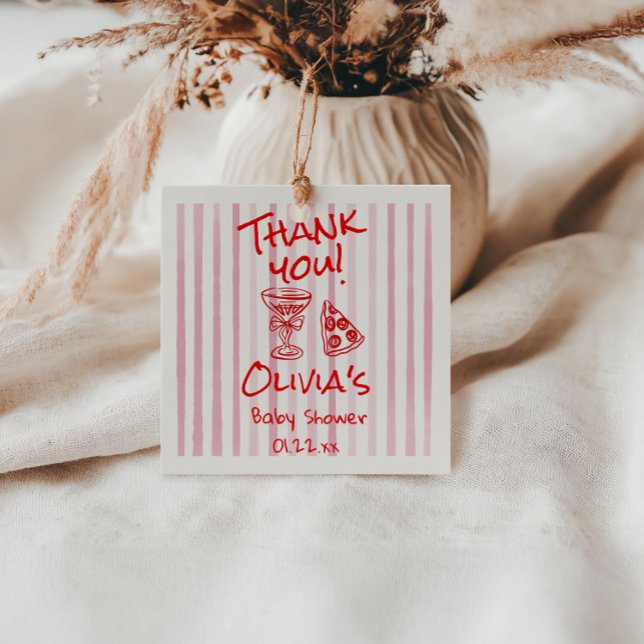 Handgezeichnete rote Pizza Sonderauslieferung Dusc Geschenkanhänger (Von Creator hochgeladen)