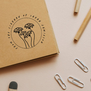 Handgezeichnete rustikale Blumen aus dem Bibliothe Gummistempel