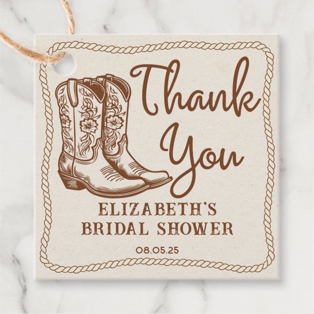 Handgezeichnete rustikale Western Cowgirl Boots Da Geschenkanhänger (Vorderseite)