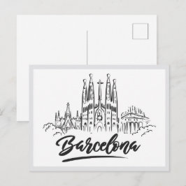 Handgezeichnete Sagrada Familia Barcelona Spanien Postkarte