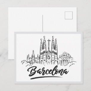 Handgezeichnete Sagrada Familia Barcelona Spanien Postkarte