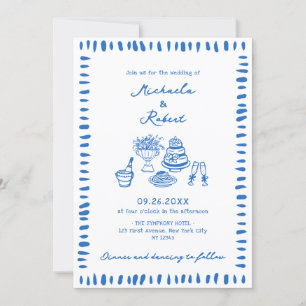Handgezeichnete Schablone Doodles All-in-One Hochz Einladung