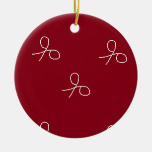 Handgezeichnete Schere auf Maronrot Keramik Ornament
