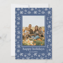 Handgezeichnete Schneeflocken-Muster Fotokarte Hol Feiertagskarte