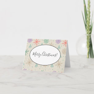 Handgezeichnete Schneeflocken Weihnachtsbäume Mult
