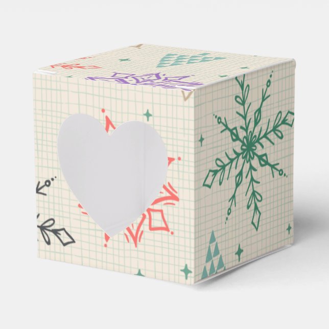 Handgezeichnete Schneeflocken Weihnachtsbäume Mult Geschenkschachtel (Vorderseite)