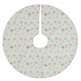 Handgezeichnete Schneeflocken Weihnachtsbäume Mult Polyester Weihnachtsbaumdecke