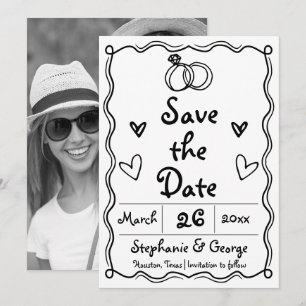 Handgezeichnete Schnörkel-Schnurrbart Save The Date