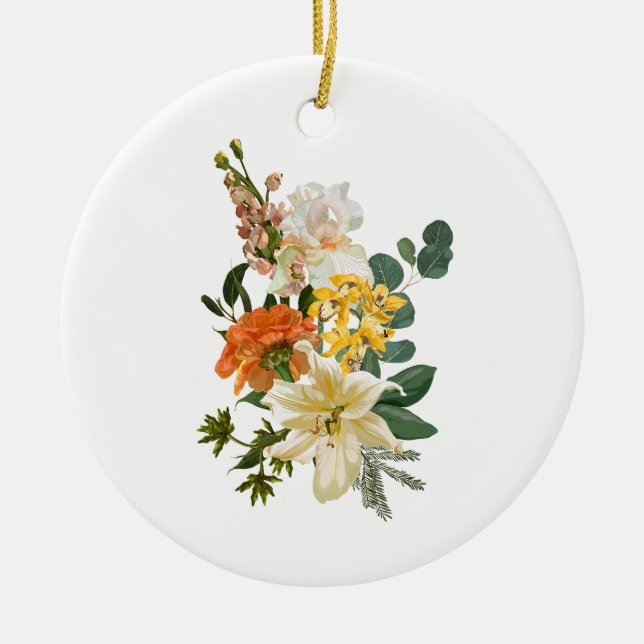 Handgezeichnete schöne Blume Bouquet. Keramik Ornament (Vorne)