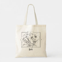 Handgezeichnete Schwarz-weiße Sketch Tote Tasche