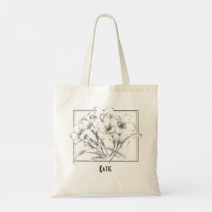 Handgezeichnete Schwarz-weiße Sketch Tote Tasche