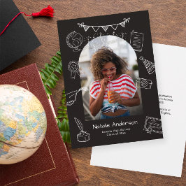 Handgezeichnete schwarze Foto-Bogen-Abschlussankün Einladung