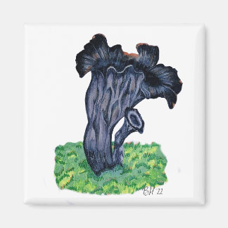 Handgezeichnete schwarze Trompete Mushroom Magnet