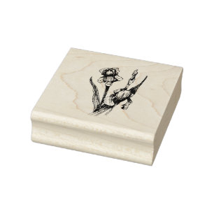 Handgezeichnete Schwertlilie, Original-Fine-Art Gummistempel