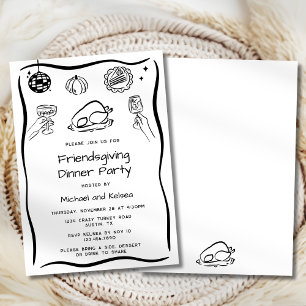Handgezeichnete Scribble Erntedank Einladung