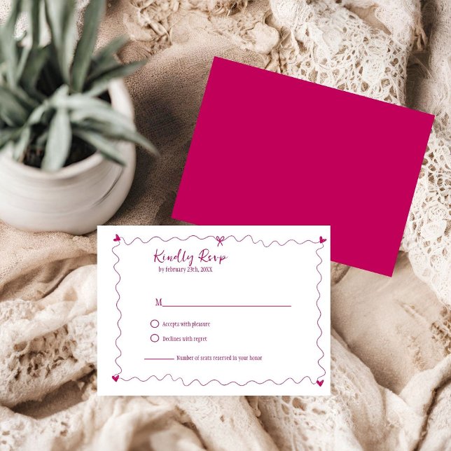 Handgezeichnete Scribble-Illustrationen Hochzeit R RSVP Karte (Von Creator hochgeladen)