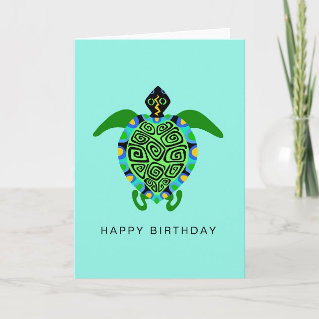 Handgezeichnete SEA TURTLE - Wildtiere - Natur Karte (Vorderseite)