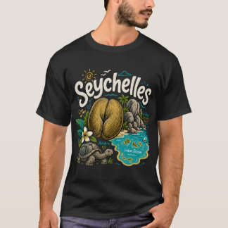 Handgezeichnete Seychellen-Reise-Kunst-Sehenswürdi T-Shirt