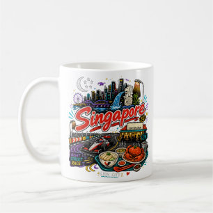 Handgezeichnete Singapur-Reise-Kunst-Sehenswürdigk Kaffeetasse