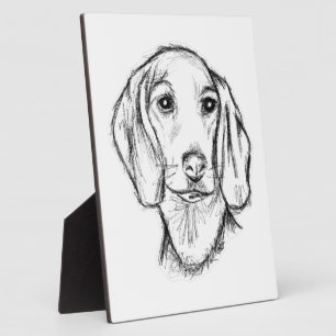 handgezeichnete Skizze eines Dachshunds in schwarz Fotoplatte