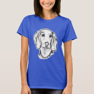 handgezeichnete Skizze eines Dachshunds, schwarzer T-Shirt