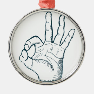 Handgezeichnete Skizze Vintage Okay-Handzeichen Ornament Aus Metall