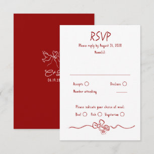 Handgezeichnete skurrile funky Hochzeit-RSVP-Karte RSVP Karte