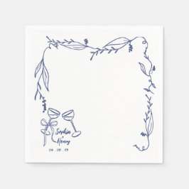 handgezeichnete, skurrile italienische Hochzeit Serviette
