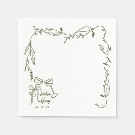 handgezeichnete, skurrile italienische Hochzeit Serviette