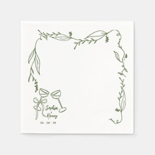 handgezeichnete, skurrile italienische Hochzeit Serviette