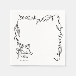 handgezeichnete, skurrile italienische Hochzeit Serviette