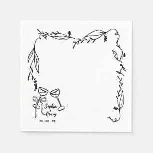 handgezeichnete, skurrile italienische Hochzeit Serviette