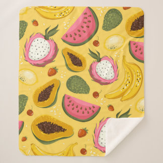Handgezeichnete Sommerfrüchte aus Vintagem Cartoon Sherpadecke