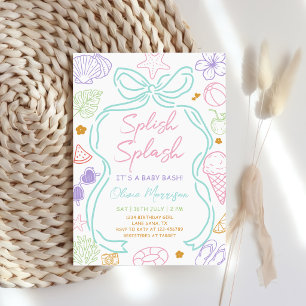 Handgezeichnete Sommerpool-Baby-Party Einladung
