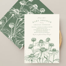 Handgezeichnete Sonnenblumen Boho Salbei Grün Baby