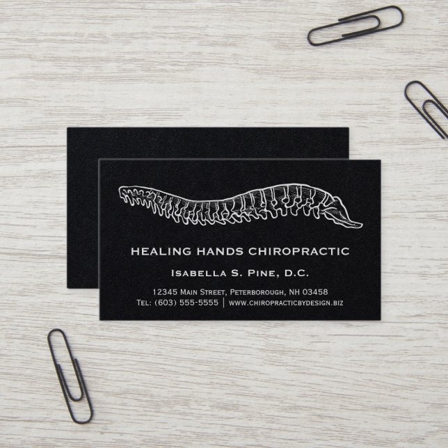 Handgezeichnete Spine Logobüro Stunden Chiroprakti Visitenkarte (Vorderseite/Rückseite Beispiel)