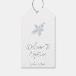 Handgezeichnete Starfish Coastal Hochzeitsmarken Geschenkanhänger