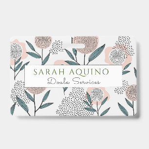 Handgezeichnete staubige Rosenblumen-Doula Ausweis