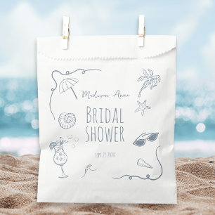 Handgezeichnete Strand-Doodle-Illustrationen Braut Geschenktütchen