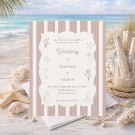 Handgezeichnete Strand-Elfenbein-Taupe-Hochzeitsei