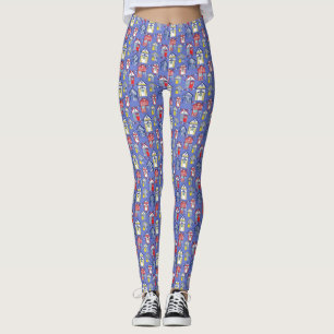 Handgezeichnete Strandhütten auf blau Leggings