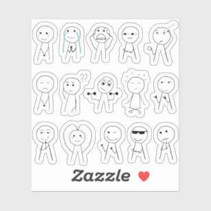 Handgezeichnete Strichmännchen Funny Stickman Reak Aufkleber