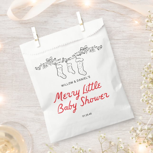 Handgezeichnete Strümpfe Merry Little Baby Shower Geschenktütchen (Ausgeschnitten)